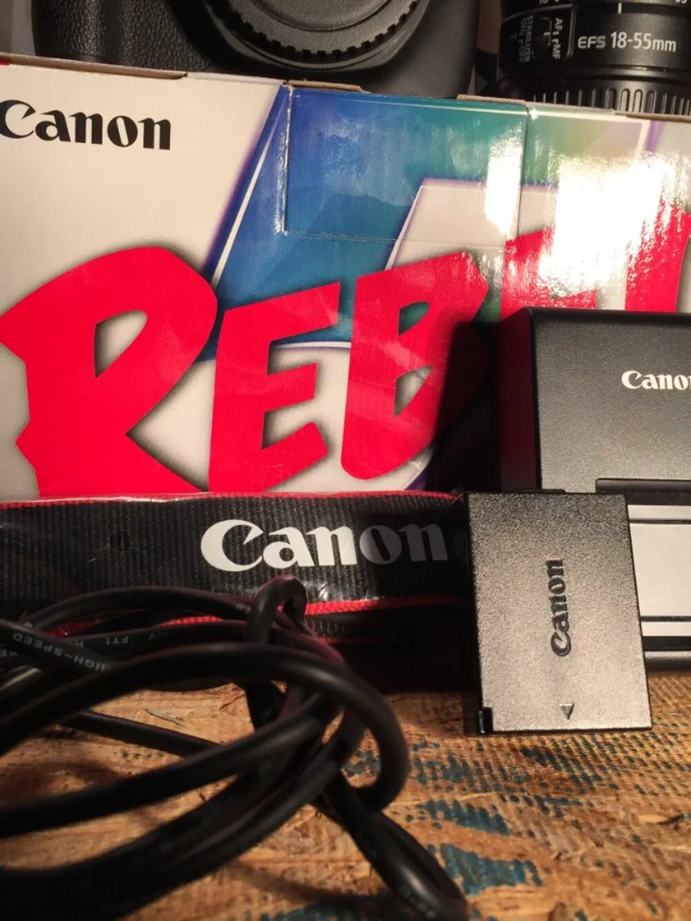 Canon Rebel T7 DSLR Camera Bundle w/ 18-55mm lens, strap, usb, & batt/charger
